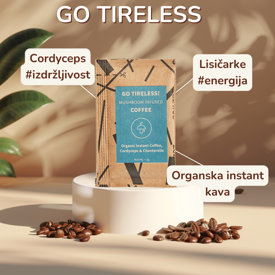 Go Tireless – organic instant coffee with Cordyceps and Chanterelle